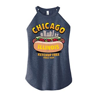Juniors' Chicago Hot Dog High Neck Graphic Tank Top