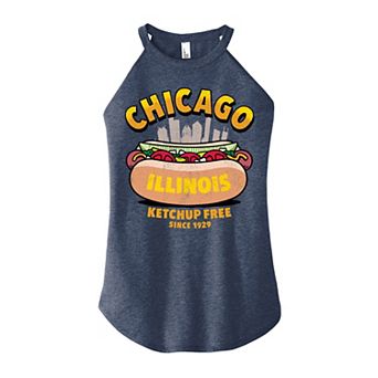 Juniors' Chicago Hot Dog High Neck Graphic Tank Top