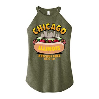 Juniors' Chicago Hot Dog High Neck Graphic Tank Top