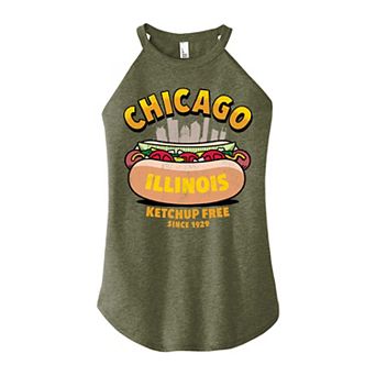 Juniors' Chicago Hot Dog High Neck Graphic Tank Top