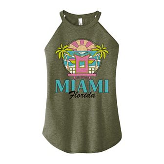 Juniors' Miami High Neck Graphic Tank Top