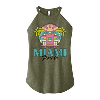 Juniors' Miami High Neck Graphic Tank Top