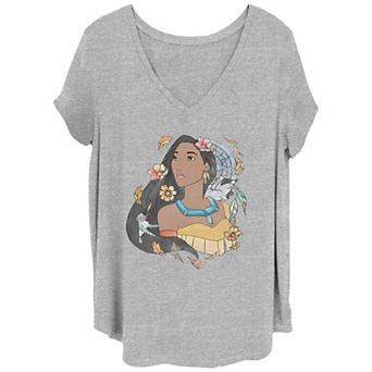 Disney's Pocahontas Juniors' Plus Dreamcatcher Watercolor V-Neck Graphic Tee