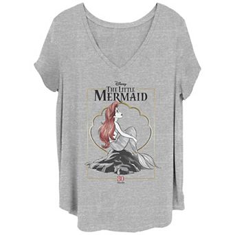 Disney's The Little Mermaid Juniors' Plus 30th Anniversary Logo V-Neck Graphic Tee