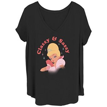 Disney's The Princess & The Frog Charlotte Juniors' Plus Classy And Sassy V-Neck Graphic Tee
