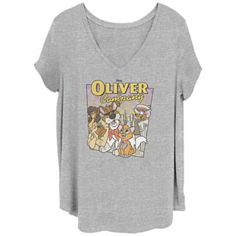 Disney's Oliver & Company Juniors' Plus Checkerboard Poster V-Neck Graphic Tee