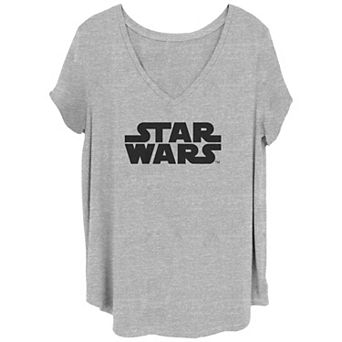 Juniors' Plus Star Wars Logo V-Neck Graphic Tee