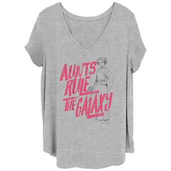 Juniors' Plus Star Wars Aunts Rule The Galaxy V-Neck Graphic Tee