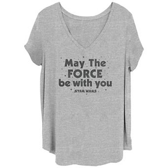 Juniors' Plus Star Wars May The Force Be With You V-Neck Graphic Tee