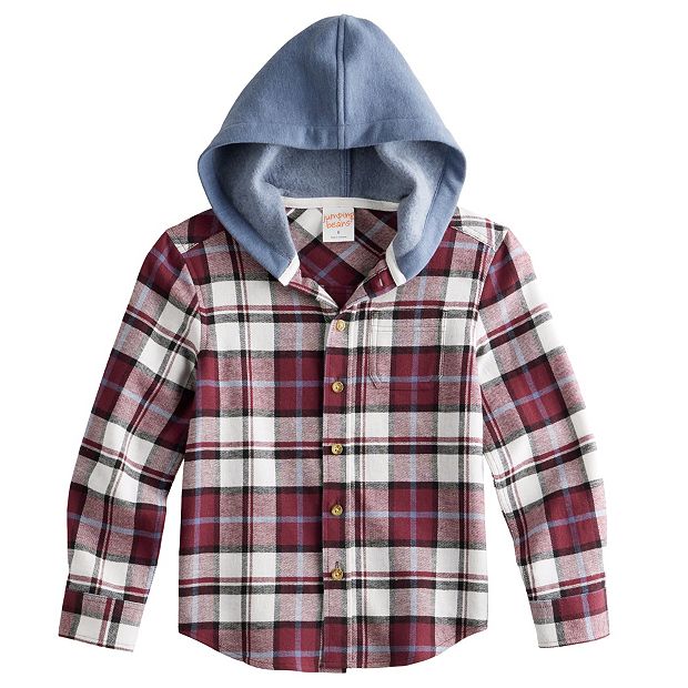 Boys 4 8 Jumping Beans Plaid Flannel Hoodie