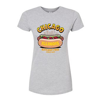 Juniors' Chicago Hot Dog Fitted Graphic Tee