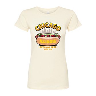 Juniors' Chicago Hot Dog Fitted Graphic Tee