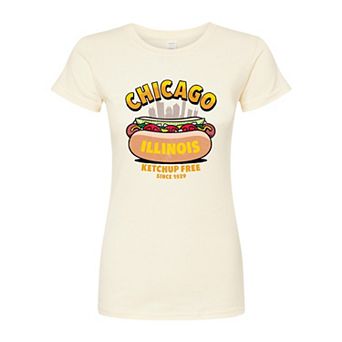Juniors' Chicago Hot Dog Fitted Graphic Tee