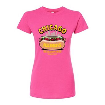 Juniors' Chicago Hot Dog Fitted Graphic Tee