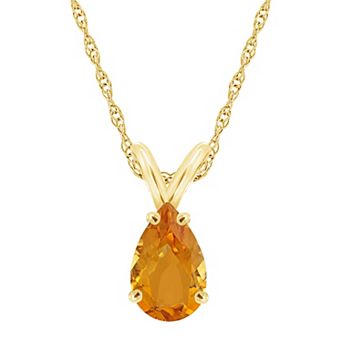 Celebration Gems 14k Gold Gemstone Teardrop Pendant Necklace