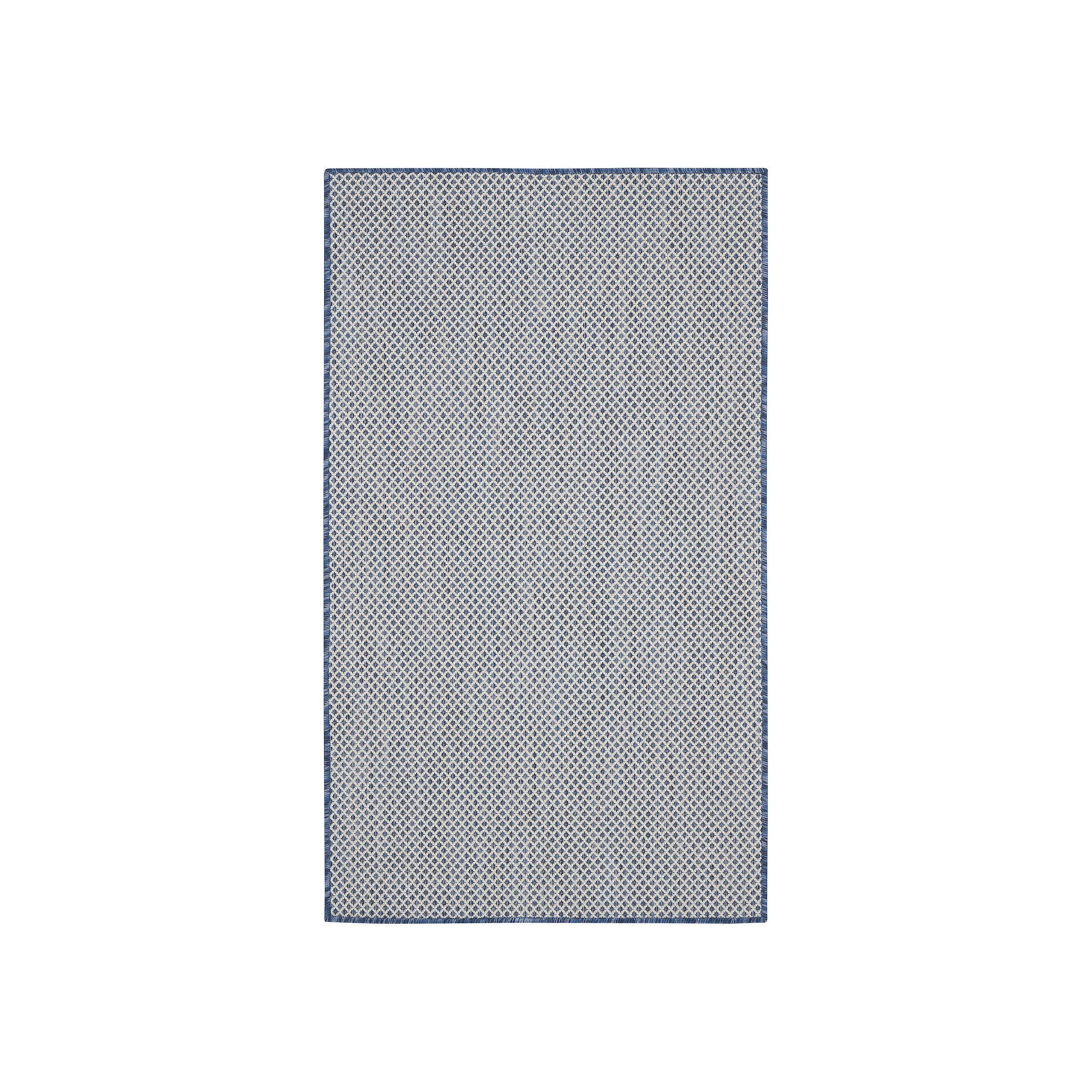 Nourison Courtyard Modern Geometric Indoor Outdoor Rug, Ivory Blue