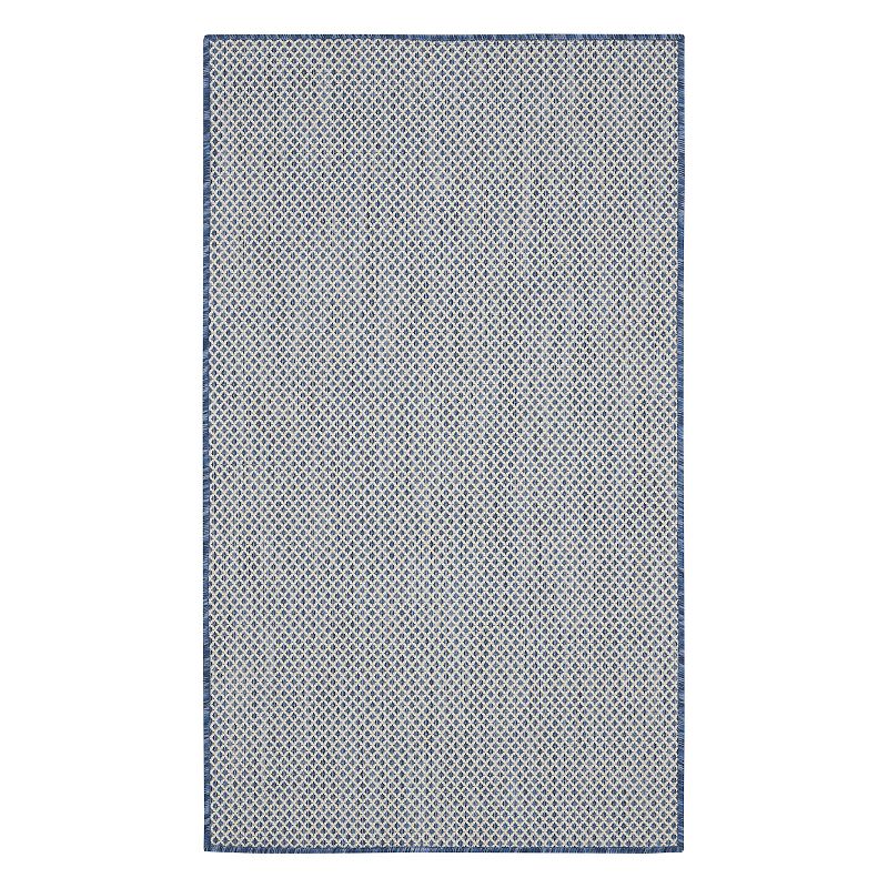 Nourison Courtyard Modern Geometric Indoor Outdoor Rug, Blue, 9X12 Ft