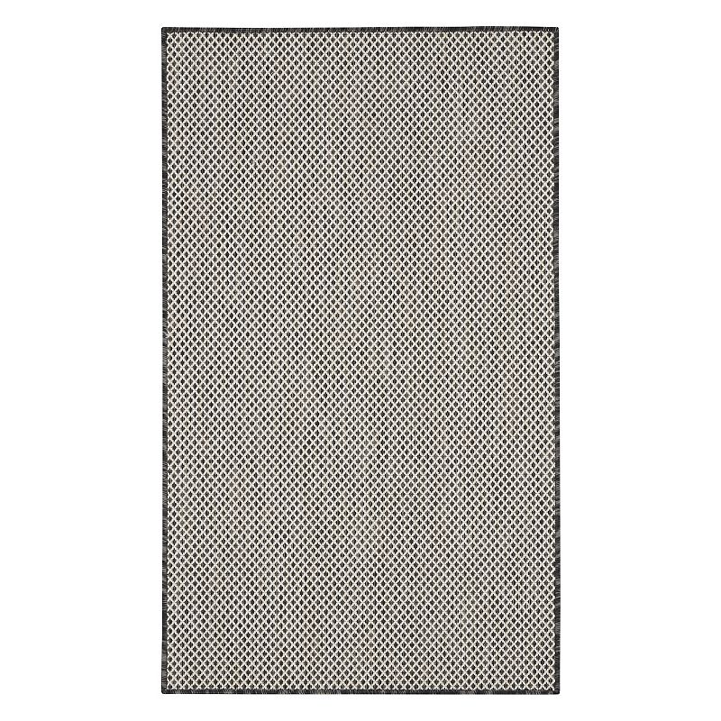 Nourison Courtyard Modern Geometric Indoor Outdoor Rug, Grey, 9X12 Ft