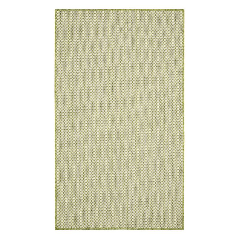 Nourison Courtyard Modern Geometric Indoor Outdoor Rug, Green, 6X9 Ft