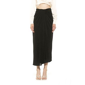 Women's ALEXIA ADMOR Jeanette Front Draped Slinky Midi Skirt