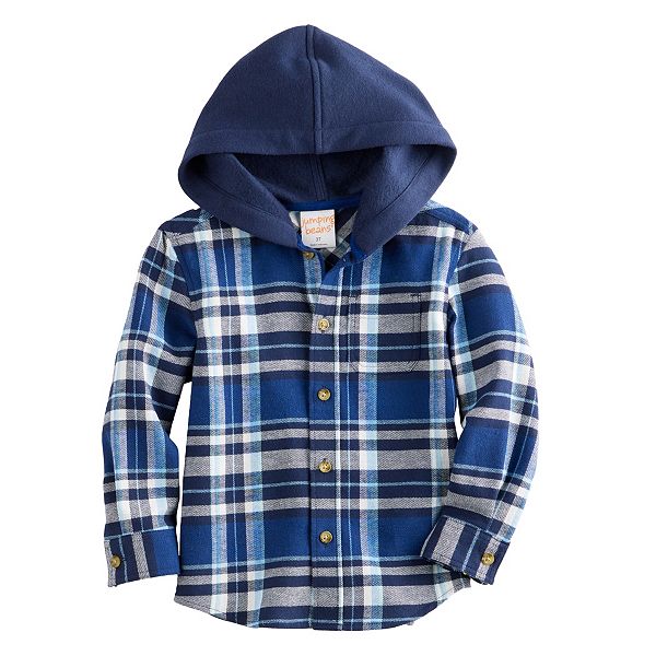 Baby & Toddler Boy Jumping Beans® Long Sleeve Hooded Flannel Shirt