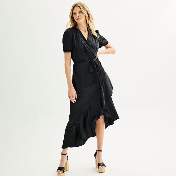 Women's Nine West Ruffled Wrap Midi Dress