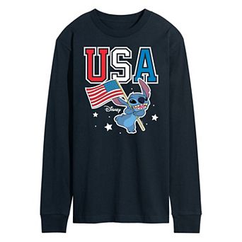 Disney's Lilo and Stitch Men's USA Stitch Long Sleeve Graphic Tee