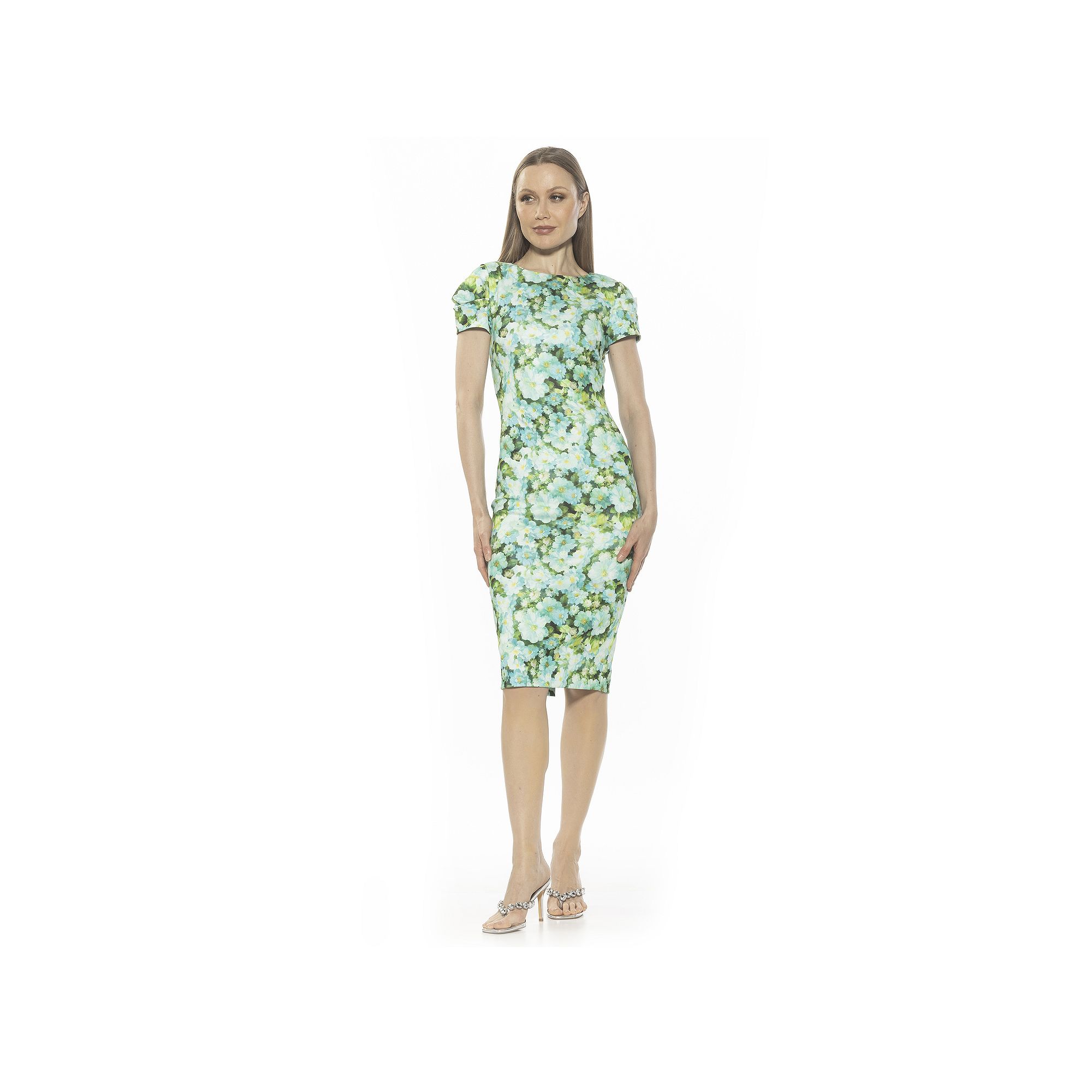 Womens ALEXIA ADMOR Crysta Draped-Sleeve Midi Sheath Dress, Size: XS, Pain
