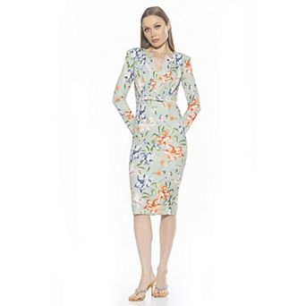 Women's ALEXIA ADMOR Crysta Draped-Sleeve Midi Sheath Dress