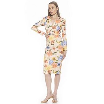 Women's ALEXIA ADMOR Crysta Draped-Sleeve Midi Sheath Dress