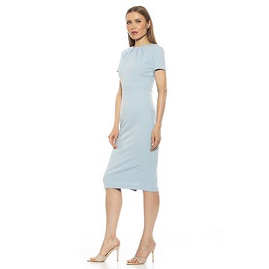 Women's ALEXIA ADMOR Quinn Draped-Neck Midi Sheath Dress