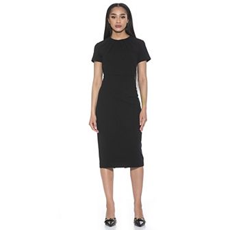 Women's ALEXIA ADMOR Quinn Draped-Neck Midi Sheath Dress