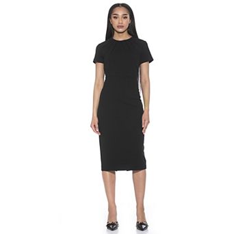 Women's ALEXIA ADMOR Quinn Draped-Neck Midi Sheath Dress