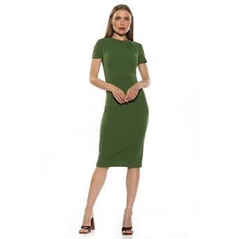 Women's ALEXIA ADMOR Quinn Draped-Neck Midi Sheath Dress
