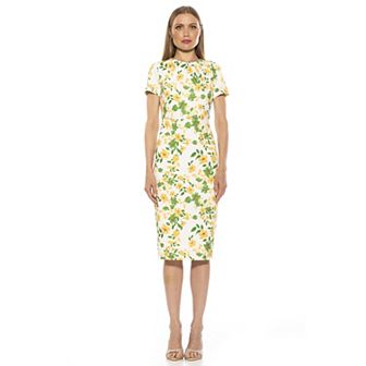 Women's ALEXIA ADMOR Quinn Draped-Neck Midi Sheath Dress