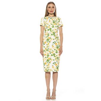 Women's ALEXIA ADMOR Quinn Draped-Neck Midi Sheath Dress