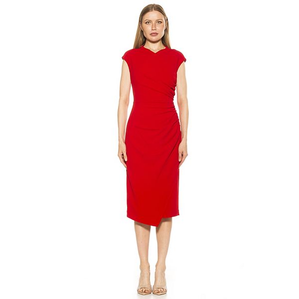 Womens ALEXIA ADMOR Yoon Draped Faux Surplice Sheath Dress