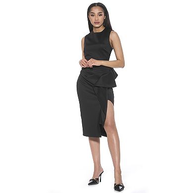 Women's ALEXIA ADMOR Valeri Crewneck Asymmetric Draped Sheath Dress