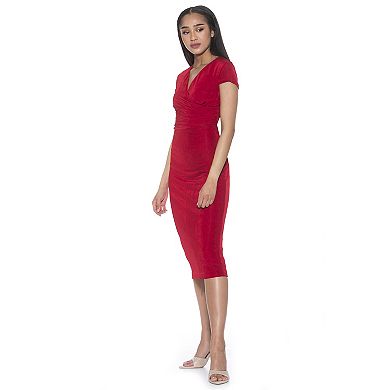 Women's ALEXIA ADMOR Orine Draped Cap Sleeve Sheath Dress
