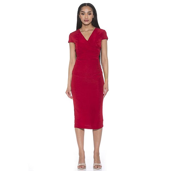 Women's ALEXIA ADMOR Orine Draped Cap Sleeve Sheath Dress