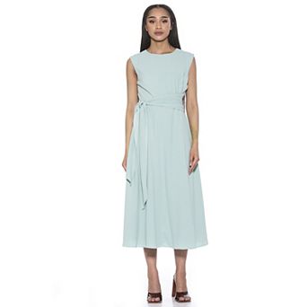 Women's ALEXIA ADMOR Paris Crewneck Asymmetric Draped Midi Dress