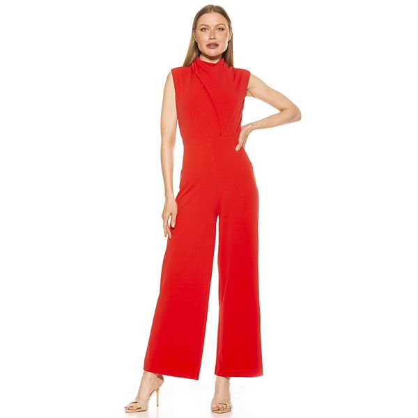 Women's ALEXIA ADMOR Dana Draped Mockneck Wide-Leg Jumpsuit