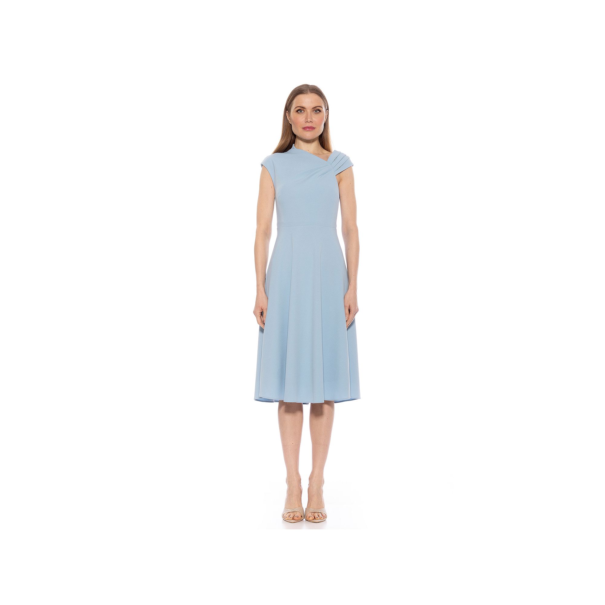 Womens ALEXIA ADMOR Mariah Asymmetrical Fit & Flare Midi Dress, Size: XL, 