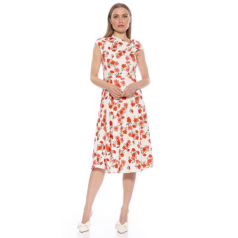 Женские платья ALEXIA Women's ALEXIA ADMOR Mariah Asymmetrical Fit & Flare Midi Dress