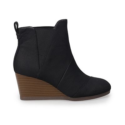 Toms black wedge booties sales