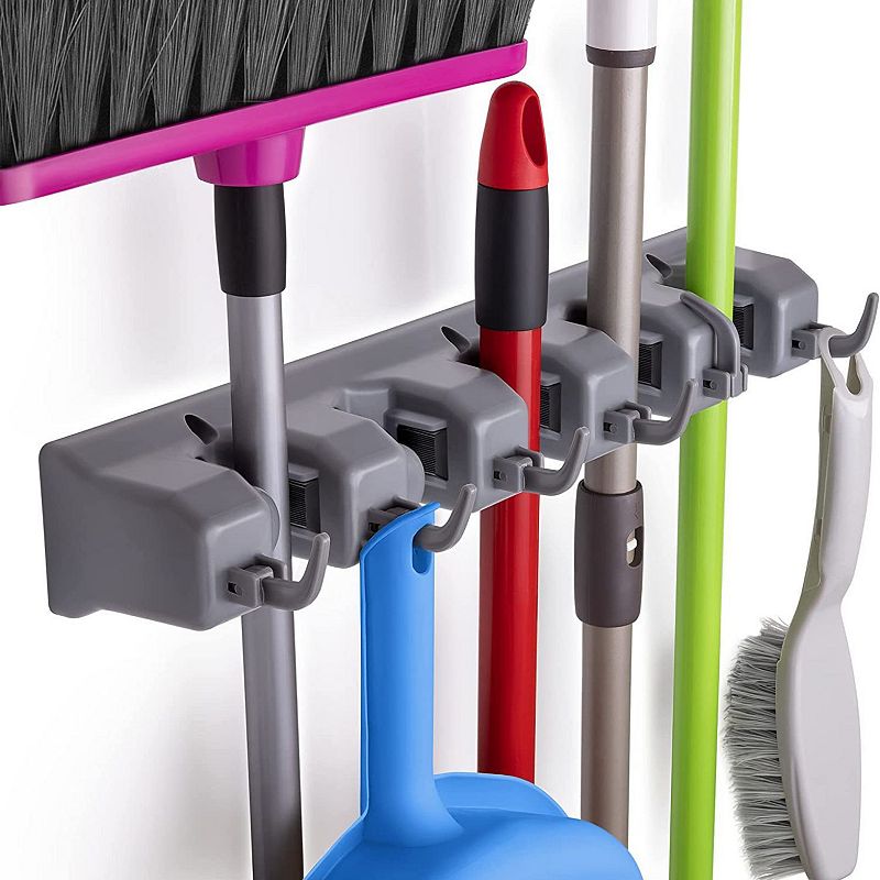 Mop Broom Holder 5 Hooks - Ash Multi-Functional Holder Wall Mounted Mop  Organizer Holder Brush Broom Hanger Storage Rack Kitchen Tool