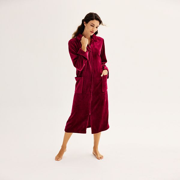 Women's Croft & Barrow® Long Plush Zip Front Robe