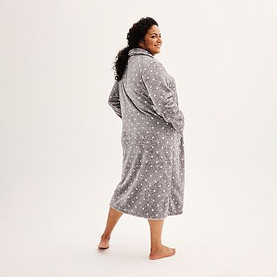 Plus Size Croft & Barrow® Long Plush Zip Front Robe