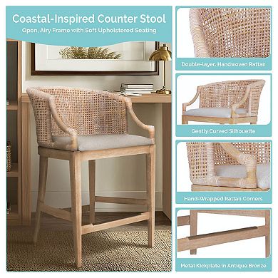 Martha Stewart Playa 25" Handcrafted Rattan Counter Stool
