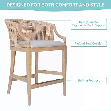 Martha Stewart Playa 25" Handcrafted Rattan Counter Stool